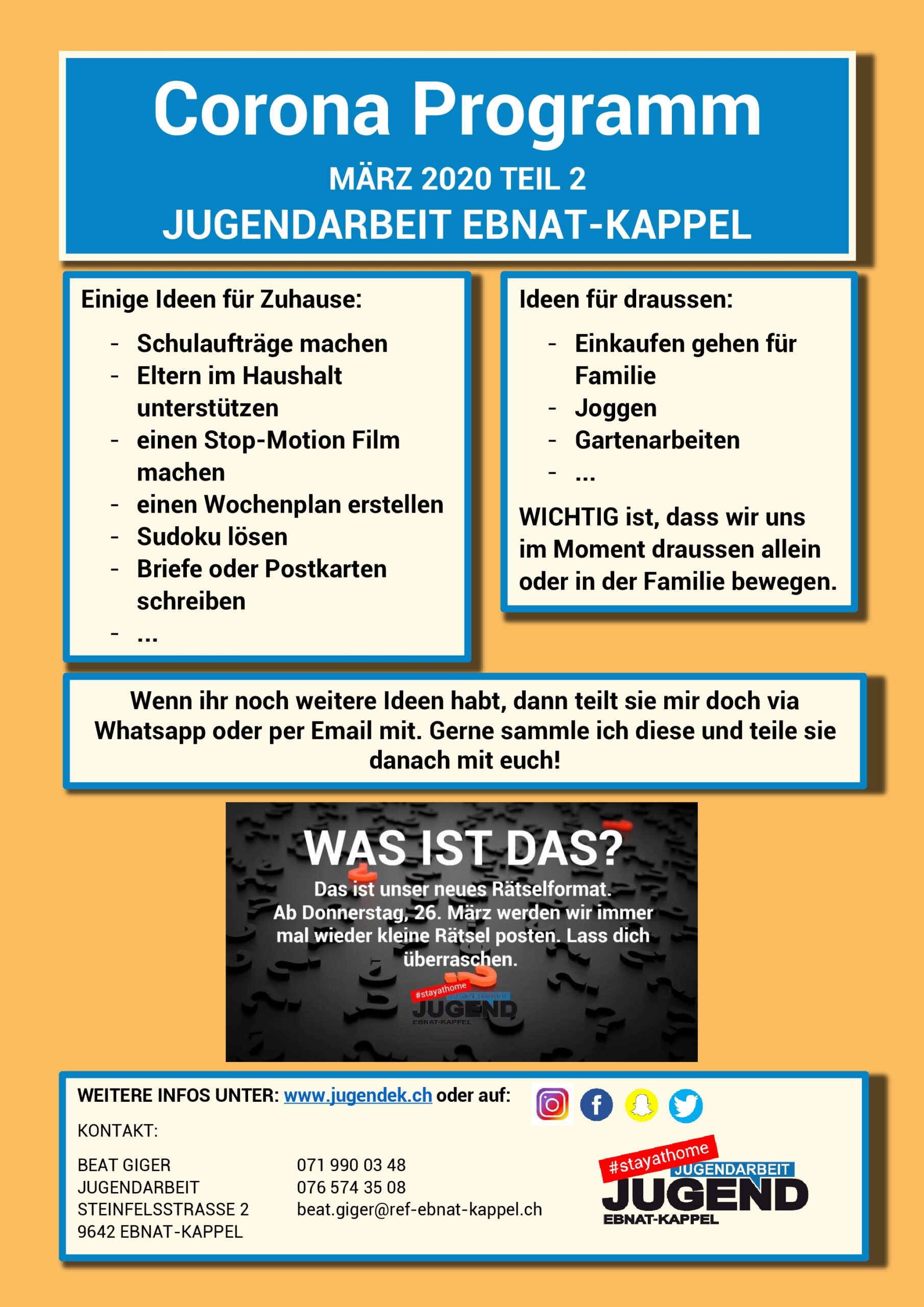 Mehr über den Artikel erfahren CORONA PROGRAMM TEIL 2