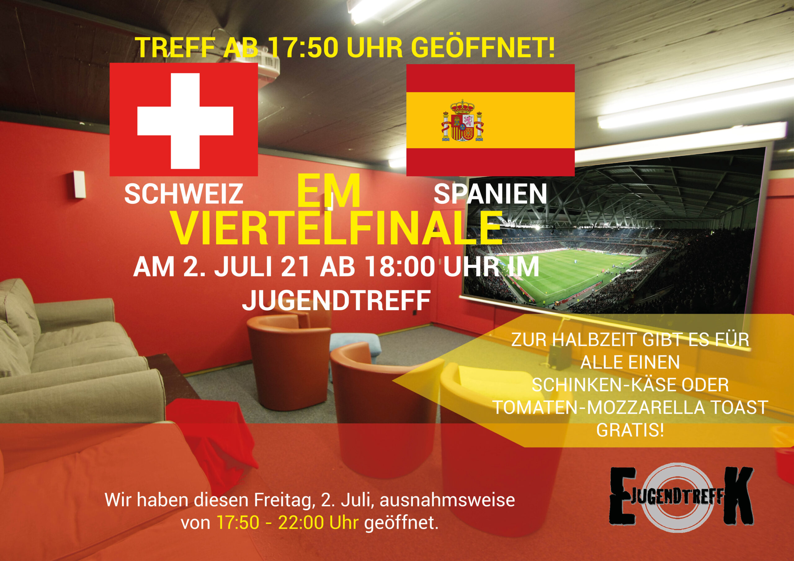 Mehr über den Artikel erfahren EM VIERTELFINALE IM JUGENDTREFF
