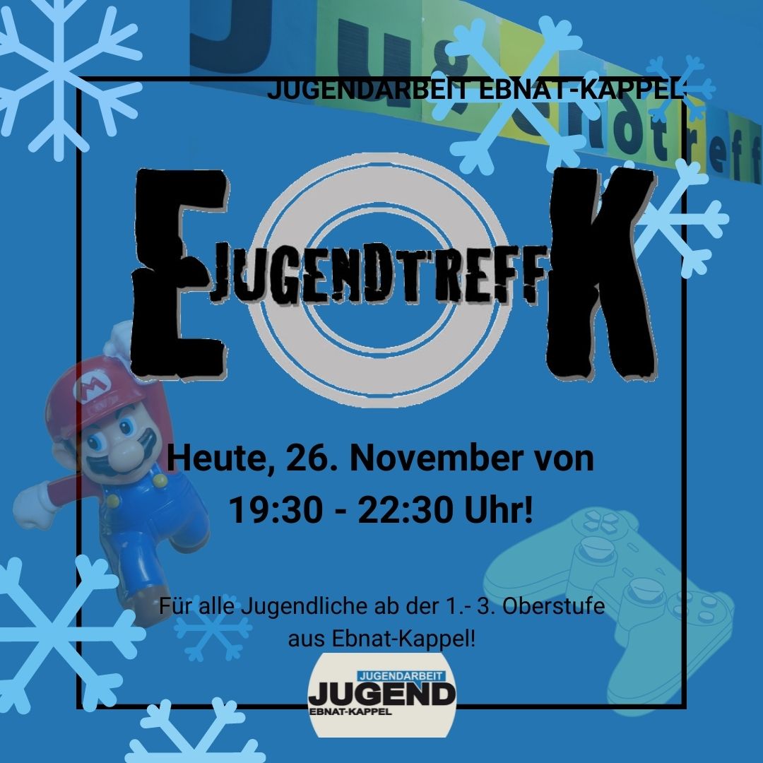 Mehr über den Artikel erfahren JUGENDTREFF VOM 26. NOVEMBER 2021