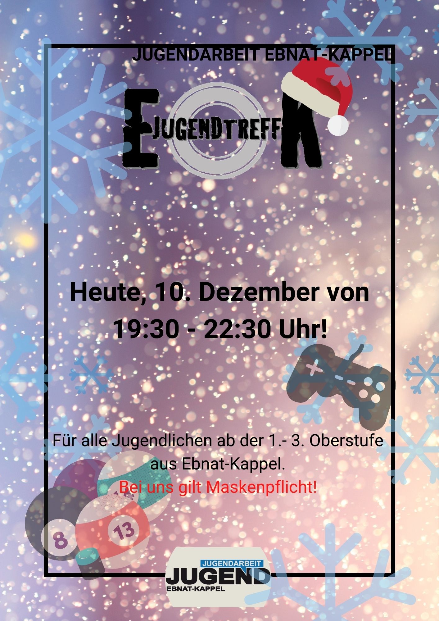 Mehr über den Artikel erfahren JUGENDTREFF VOM 10. DEZEMBER 2021