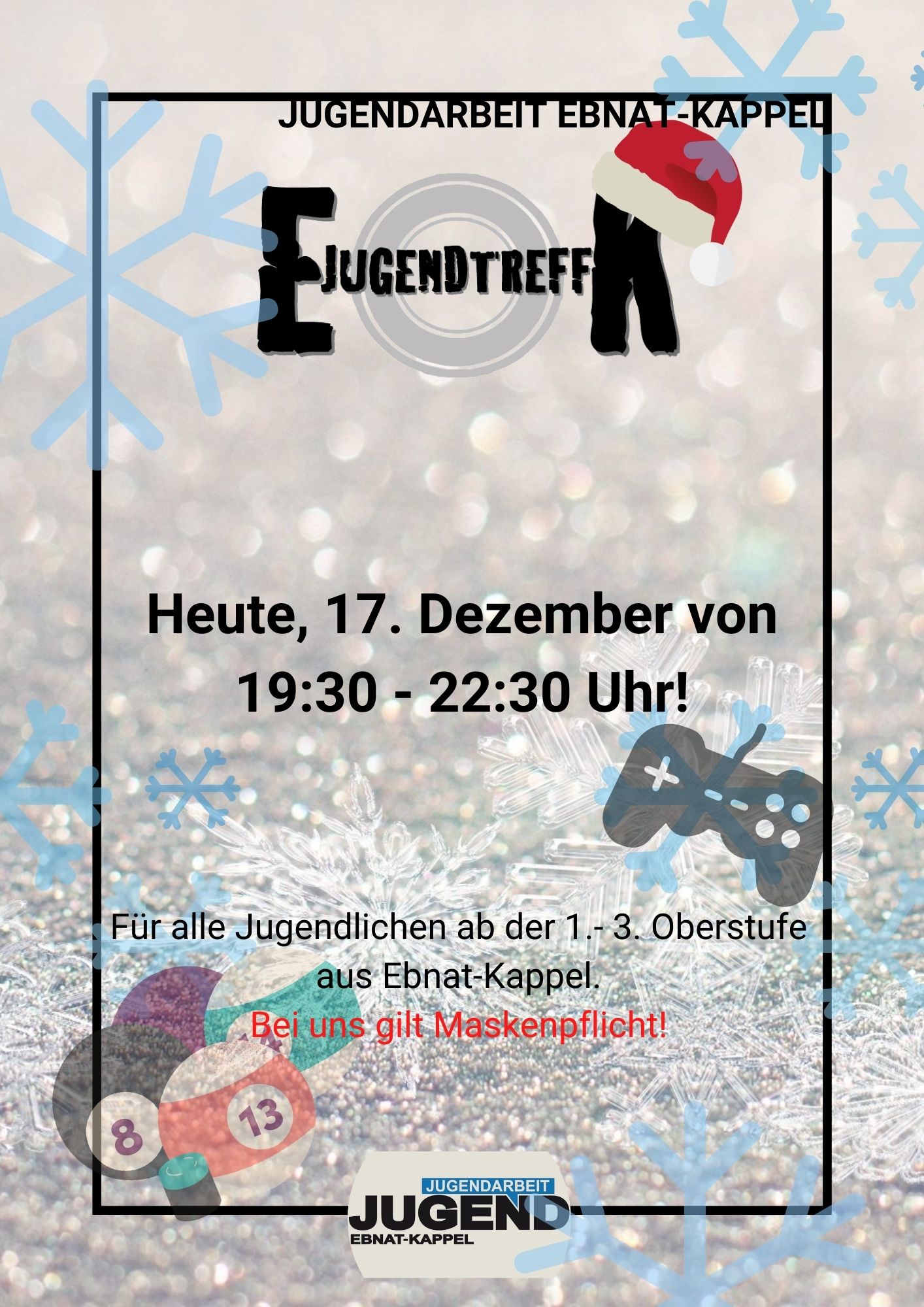 Mehr über den Artikel erfahren JUGENDTREFF VOM 17. DEZEMBER 2021