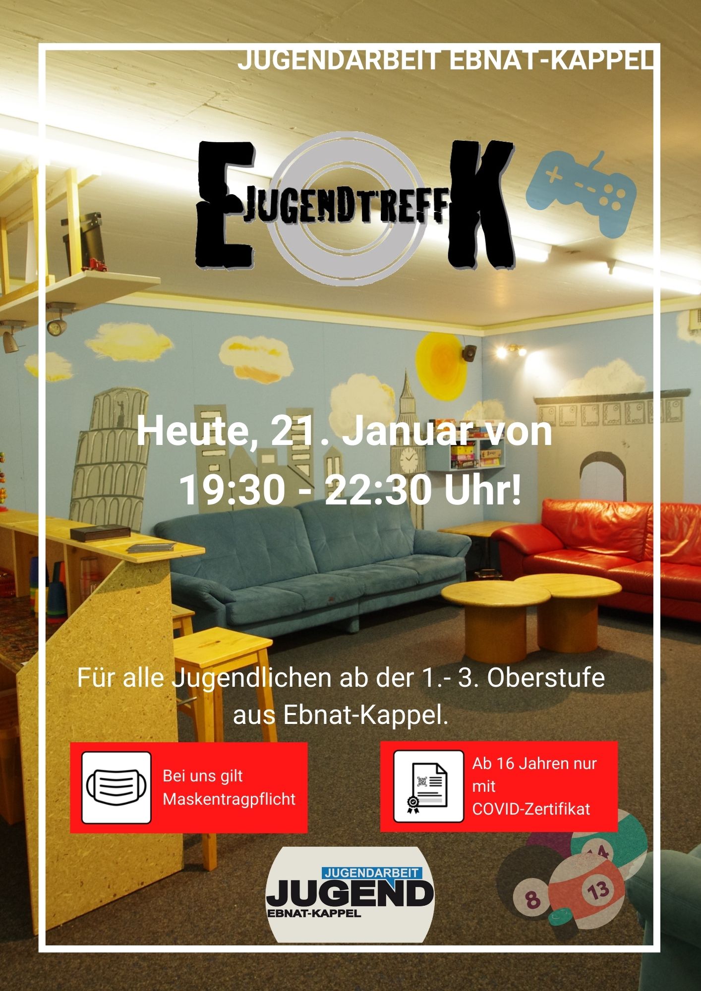 Mehr über den Artikel erfahren JUGENDTREFF VOM 21. JANUAR 2022