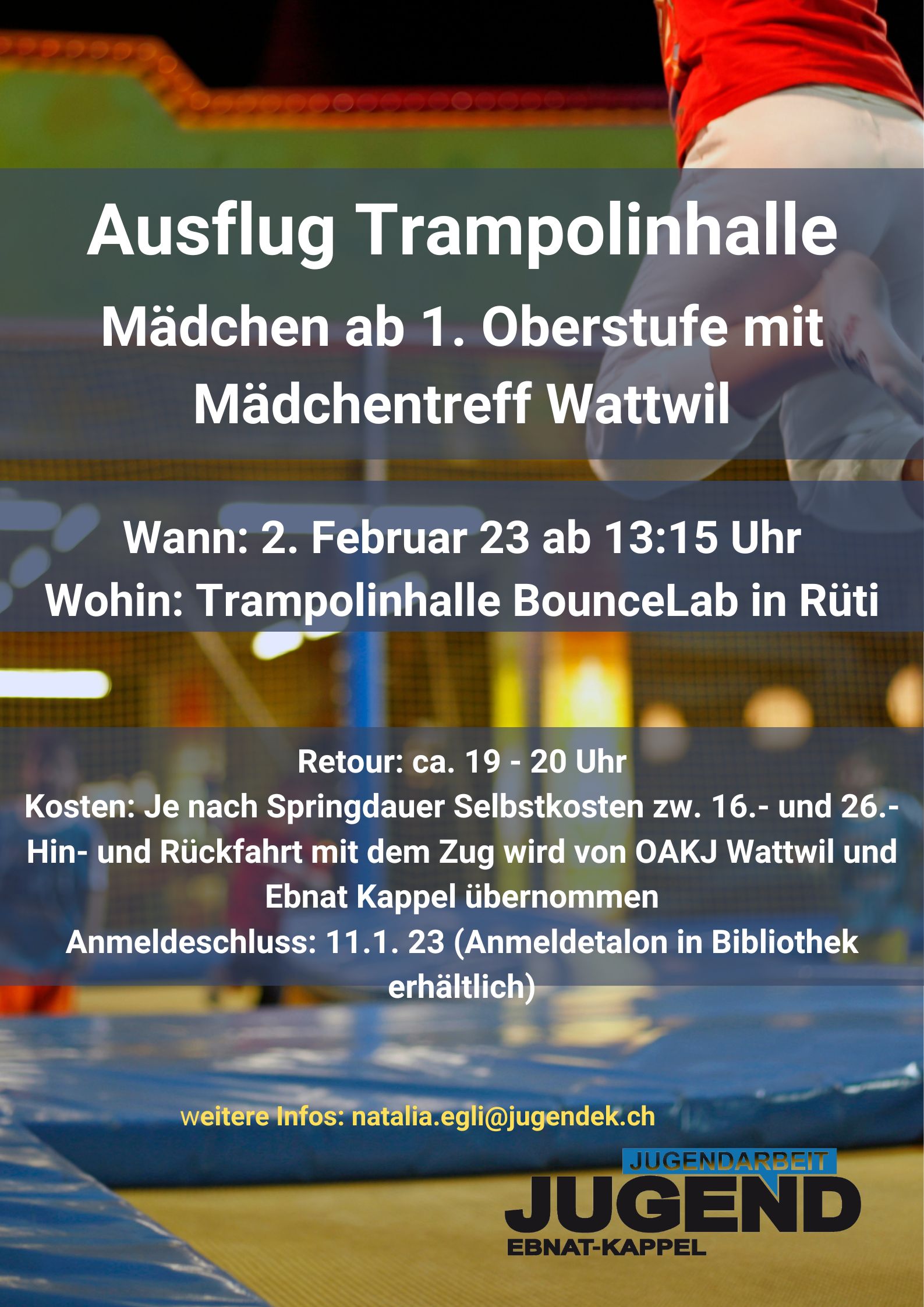 Mehr über den Artikel erfahren AUSFLUG TARMPOLINHALLE 2. FEBRUAR 2023