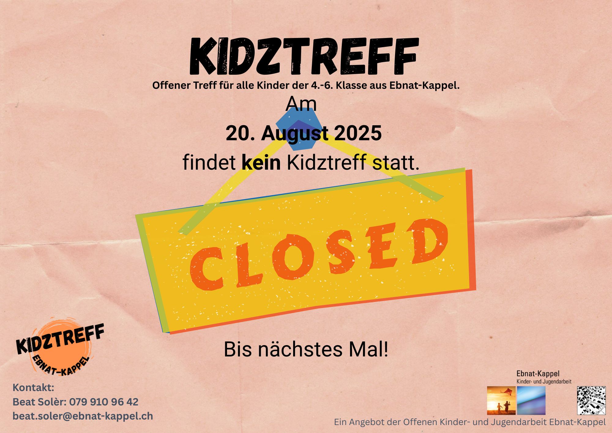 Mehr über den Artikel erfahren Kein Kidztreff am 20. August 2025